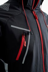 4 Cepli Kapüşonlu Double Baskılı Softshell Mont Ceket - Siyah