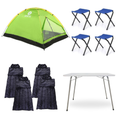 4 Kişilik Ekonomik Çadır Kamp Seti (Uyku Tulumu + Masa + Tabure)
